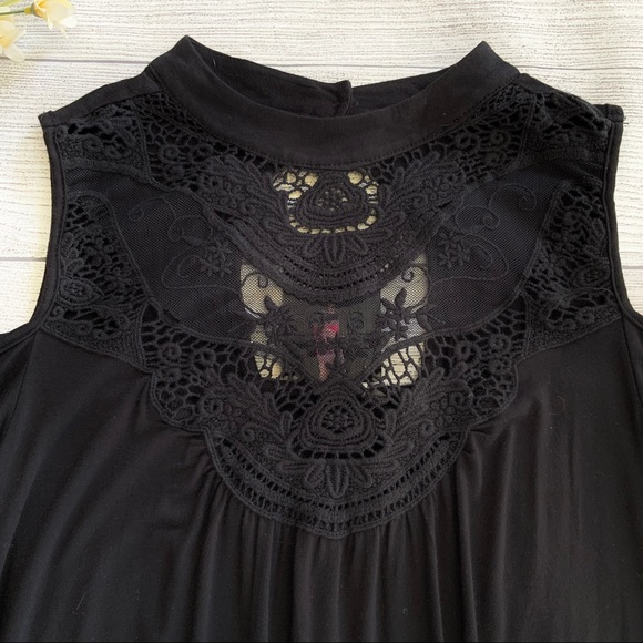 Cold Shoulder Lace Front High Neck Black Dress - Picture 3 of 11